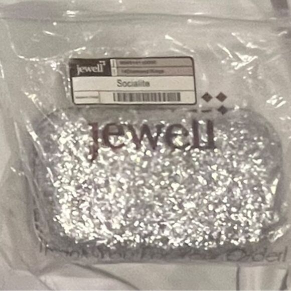 Thirty-One Jewell 14 Diamond Rings Silver Glitter Socialite Evening Clutch Case - Picture 6 of 8